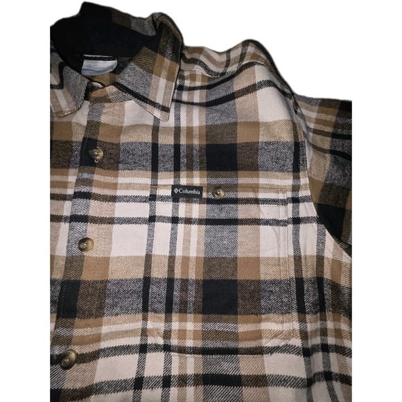 Columbia Pitchstone Heavyweight Flannel Shirt Mens Size Large Heavyweight Black - Picture 2 of 10